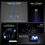 Boat Rockerz 258 Pro Navy Blue Necklace Style In Ear Bluetooth Headset - Image 4